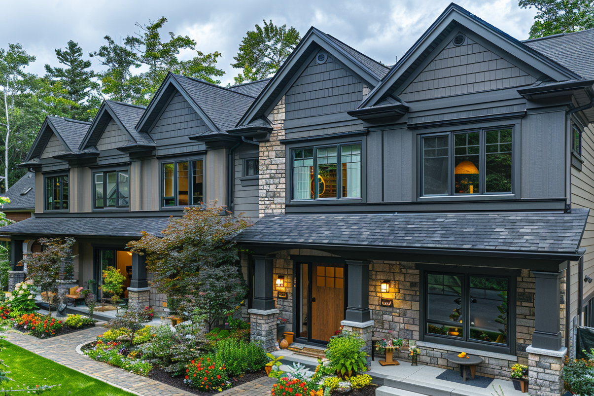 town house with a stone and brick facade